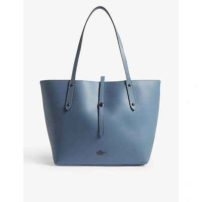 Shop Coach Dark Chambray Blue Elegant Market Leather Tote Bag In Dk/chambray