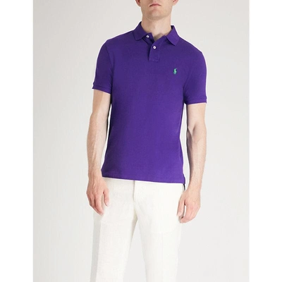 Shop Polo Ralph Lauren Slim-fit Cotton-piqué Polo Shirt In Chalet Purple/pfl18