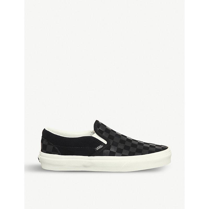 vans classic slip on trainers black marshmallow checkerboard