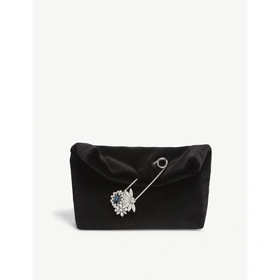 Shop Burberry Black Pin Velvet Clutch Bag