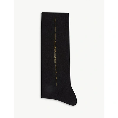 Shop A-cold-wall* Stretched Logo Ribbed Socks In Black