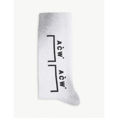 Shop A-cold-wall* Double Bracket Logo Ribbed Crew Socks In White