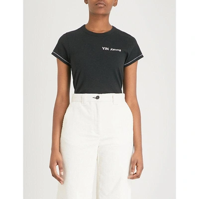 Shop Rag & Bone Yin Yang Cotton-jersey T-shirt In Black