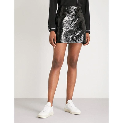 Shop Rag & Bone Toni Patent-leather Mini Skirt In Black