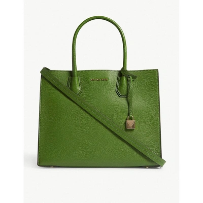 Shop Michael Michael Kors Michael Kors True Green Grained Timeless Mercer Leather Tote Bag
