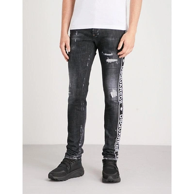 Shop Dsquared2 Cool Guy Tape-panel Stretch-denim Skinny Jeans In Black