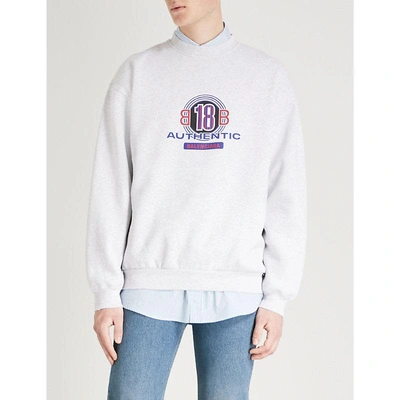 Balenciaga Mens White Authentic Logo-print Cotton-blend Sweatshirt In Gris  | ModeSens