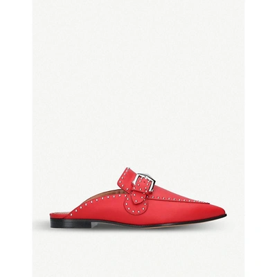 Shop Givenchy Elegant Studded Leather Backless Loafers In Red