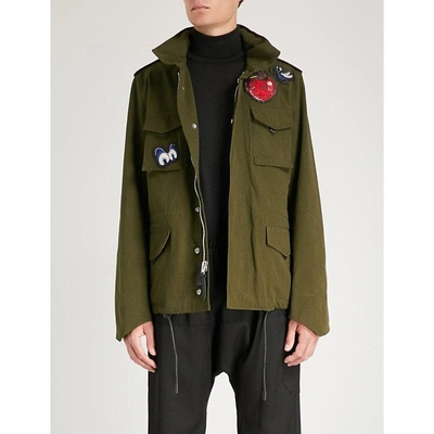 Shop Coach Dark Disney Hooded Cotton Jacket In Military