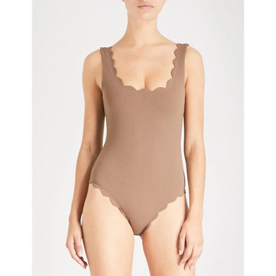 Shop Marysia Palm Springs Round-neck Swimsuit In Toffee