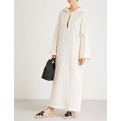 Shop Marysia Hooded Cotton-broderie Anglaise Dress In Panna