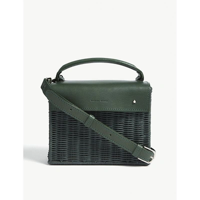 Shop Wicker Wings Ladies Green Kuài And Leather Shoulder Bag