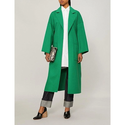 Shop Loewe Oversized Wool And Cashmere-blend Coat In Green