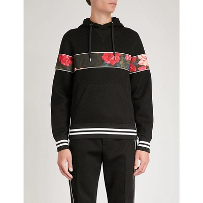 Shop Alexander Mcqueen Floral-print Neoprene Hoody In Black