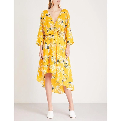 Shop Diane Von Furstenberg Floral-print Silk Midi Dress In Walden Marigold