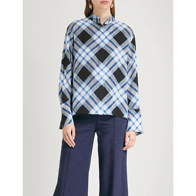 Shop Diane Von Furstenberg Checked Silk Shirt In Sutton Check Black