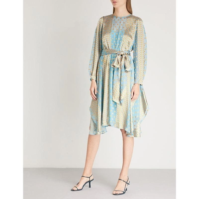 Shop Diane Von Furstenberg Spotted Devoré Midi Dress In Pacific Marigold