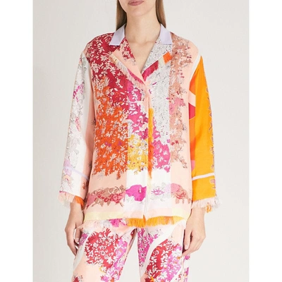 Shop Emilio Pucci Floral-print Silk-twill Shirt In Cilegia Arancio