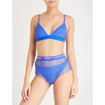 Fenty X Puma Ladies Dazzling Blue Mesh-trimmed Triangle Cup Bikini Top |  ModeSens