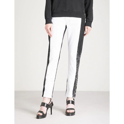 Shop Givenchy Two-tone Mid-rise Straight Jeans In Black/white