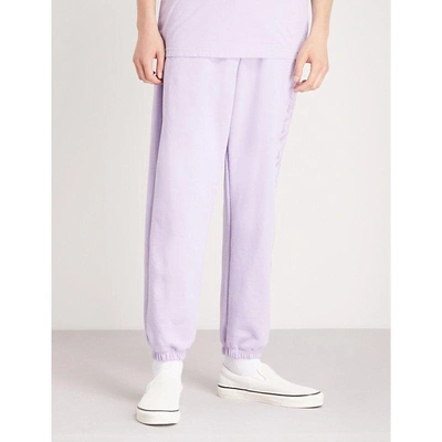 Shop Born X Raised Logo-print Cotton-jersey Jogging Bottoms In Lavender