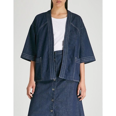 Shop M.i.h. Jeans Farrier Stretch-denim Kimono Jacket In Eco Rinse