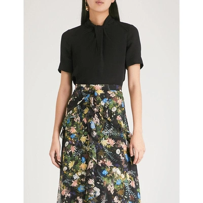 Shop Erdem Ladies Black Karola Cady-silk Top