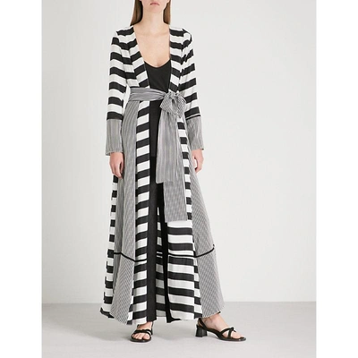 Shop We Are Leone Striped Silk Maxi Cardigan In Contrast Stripe