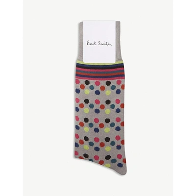 Shop Paul Smith Multi-print Cotton-blend Socks In Grey