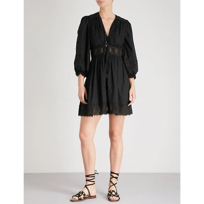 Shop Zimmermann Iris Corset-waist Cotton Mini Dress In Noir