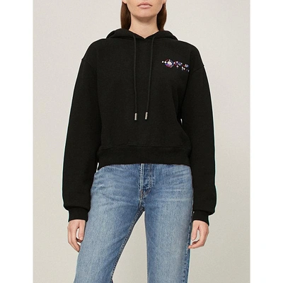 Shop Off-white Mikey Strass-embellished Cotton-jersey Hoody In Black
