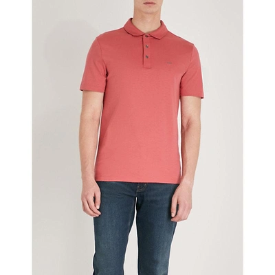 Shop Michael Kors Logo-embroidered Cotton-jersey Polo Shirt In Nantucket Red