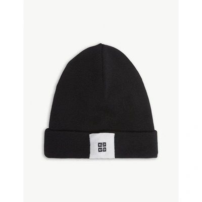Shop Givenchy Logo Wool Beanie In Black/white