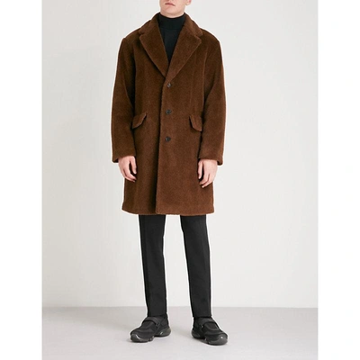 Shop Prada Alpaca And Cotton-blend Coat In Tabacco