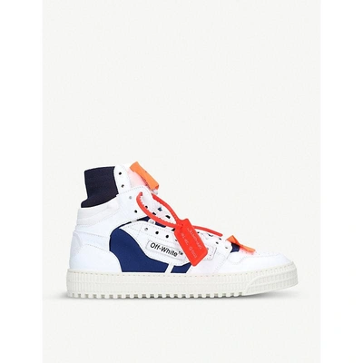 Shop Off-white Low 3.0 Leather High-top Trainers In White/navy