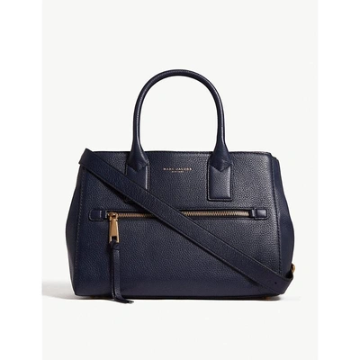 Shop Marc Jacobs Midnight Blue Recruit East West Leather Tote Bag