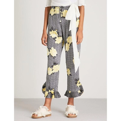 Shop Ganni Calla Relaxed-fit Mid-rise Stretch-silk Trousers In Black