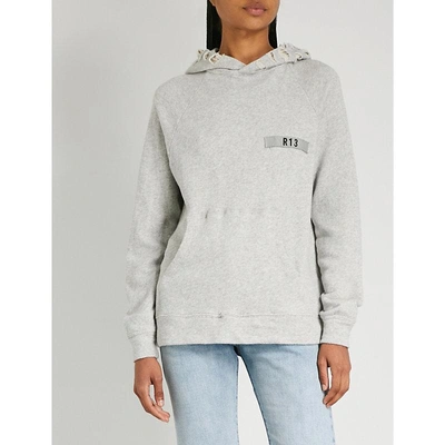 Shop R13 Distressed Cotton-jersey Hoody In Grey