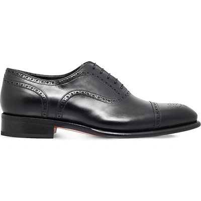 Shop Santoni Carter Leather Oxford Shoes In Black