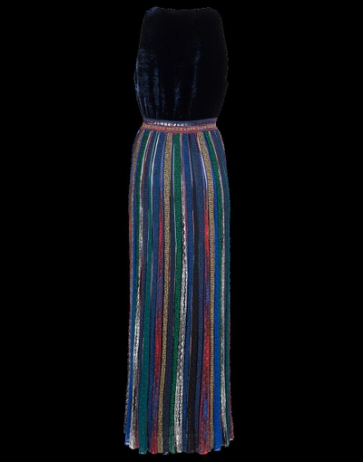 Shop Missoni Velvet Top Gown In Navy