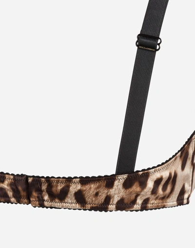 Shop Dolce & Gabbana Semi-padded Balcony Bra In Printed Leo Satin In Leopard Print