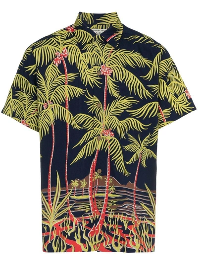 Palm Tree Print Hawaiian Shirt - Blue