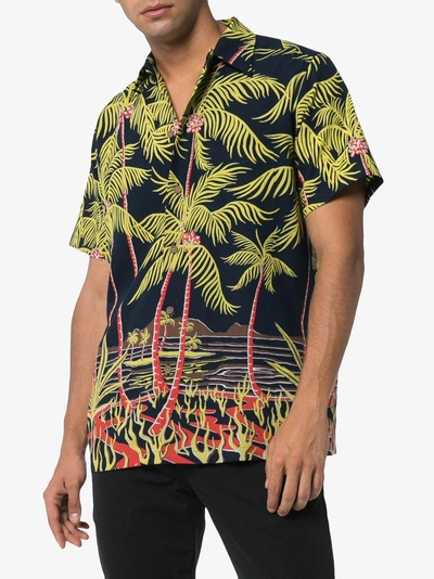 Palm Tree Print Hawaiian Shirt - Blue