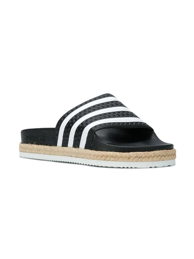 Shop Adidas Originals Adidas Striped Pool Slides - Black