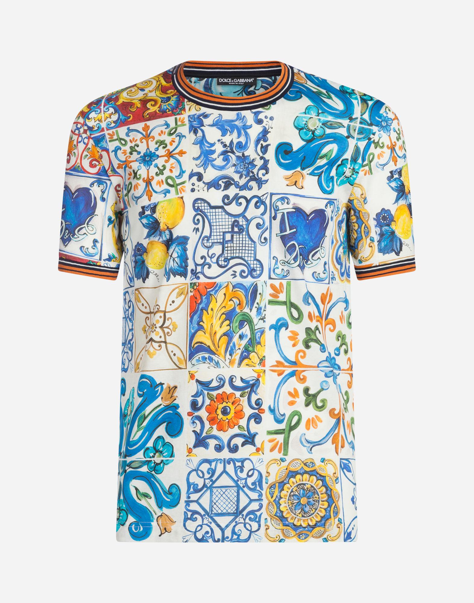 Dolce & Gabbana Printed Cotton T-shirt In Majolica Print | ModeSens