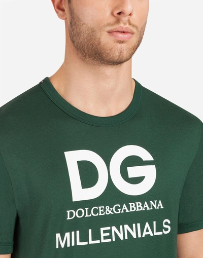 Shop Dolce & Gabbana Cotton T-shirt With Print In Green