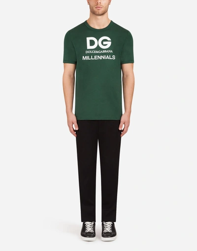 Shop Dolce & Gabbana Cotton T-shirt With Print In Green