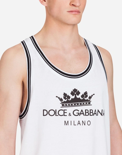Shop Dolce & Gabbana Cotton Tank With Print In White
