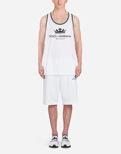 Shop Dolce & Gabbana Cotton Tank With Print In White