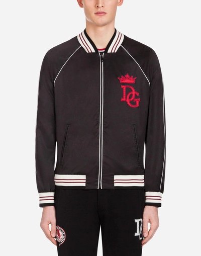 Shop Dolce & Gabbana Nylon Jacket With Patch In Black